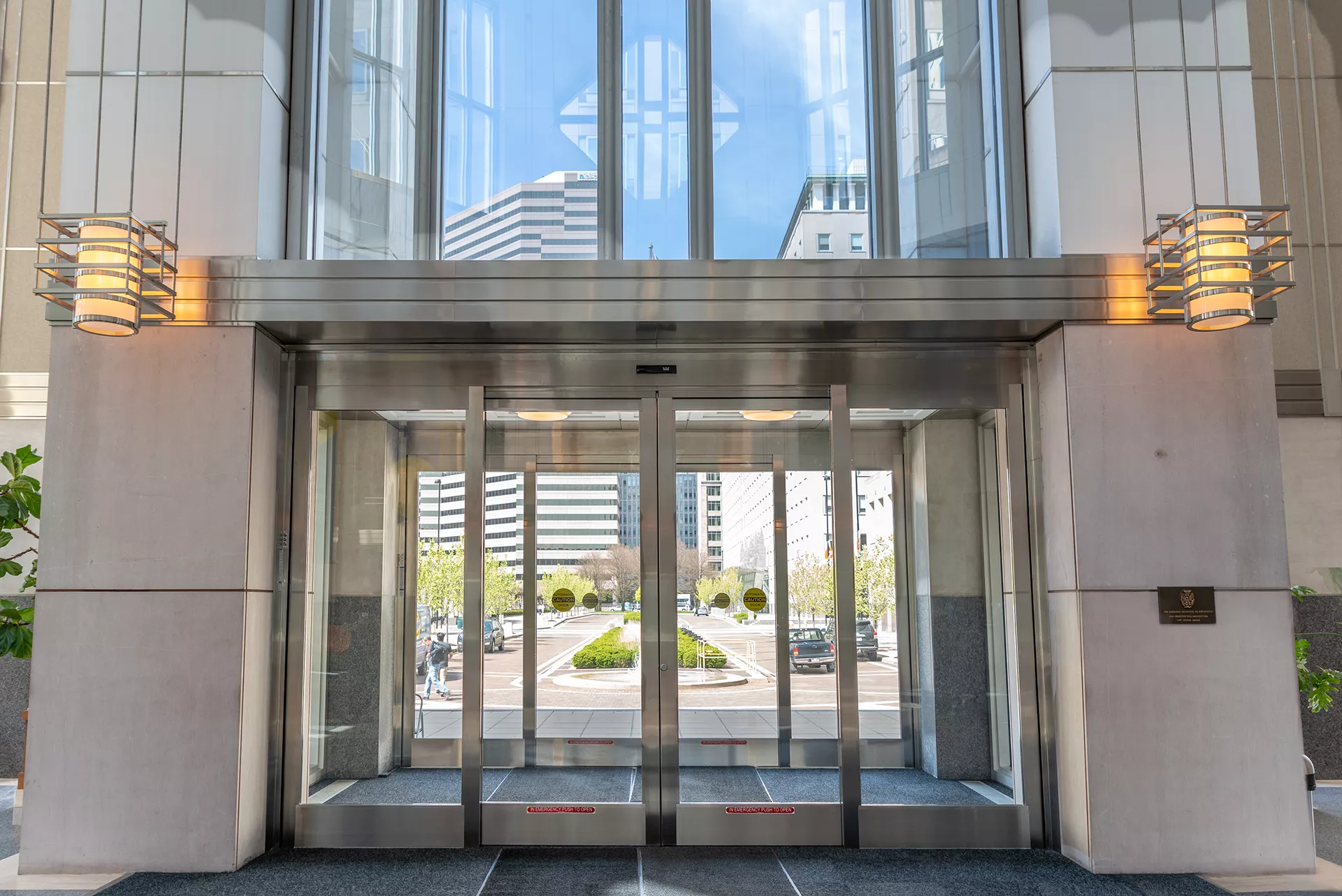Proctor and Gamble silver automatic doors