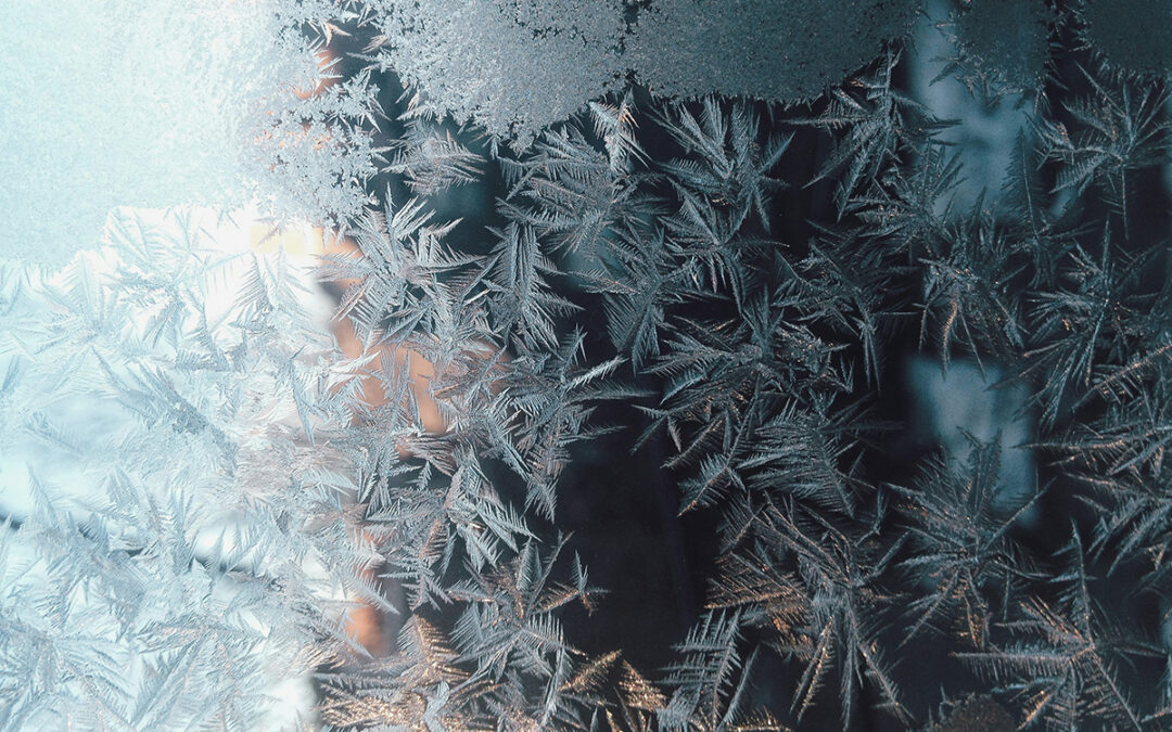 close up of frost on a window